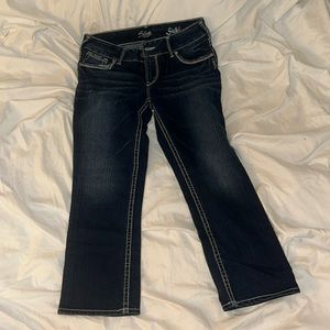 Silver skinny jeans blue denim